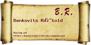 Benkovits Rátold névjegykártya
